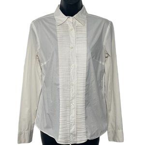 MNG White Dress Shirt Tux Front Pleat Detail USA 4